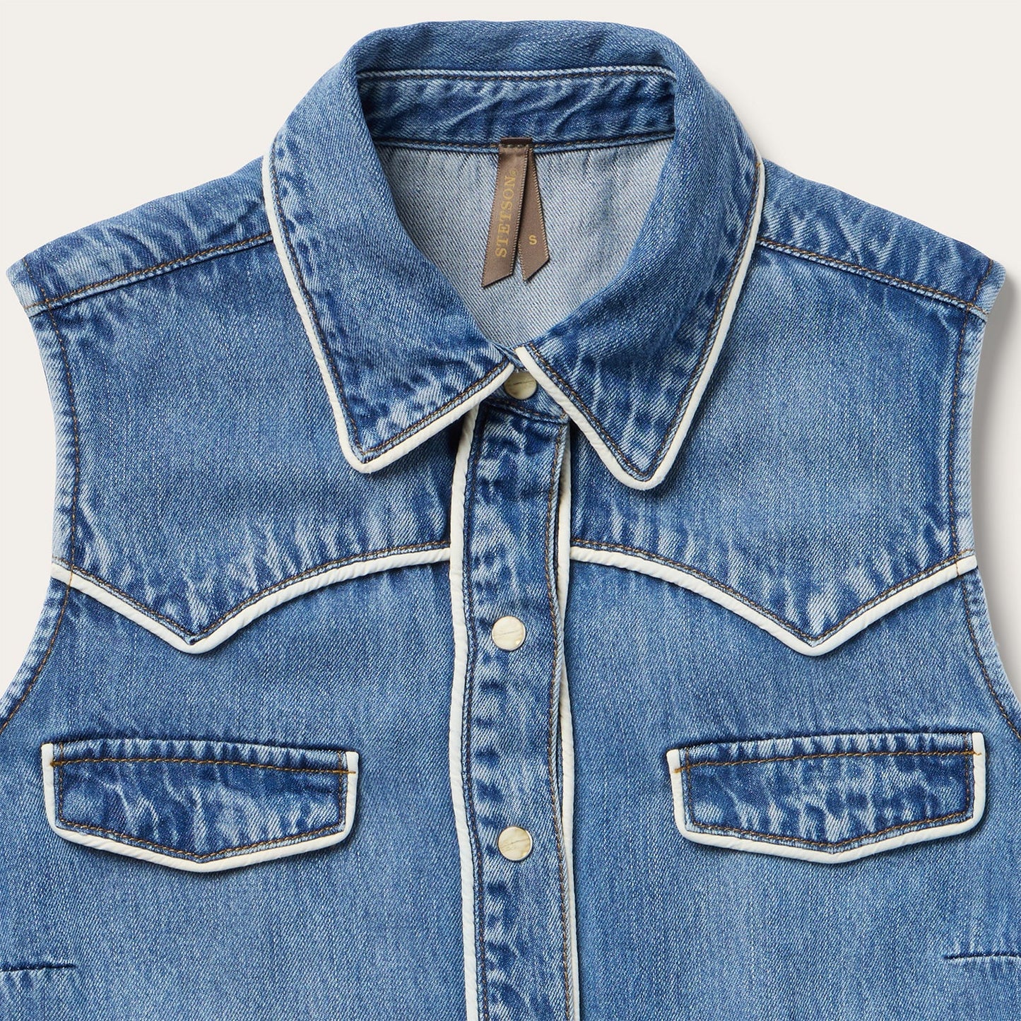 Sleeveless Denim Western Shirt Blue