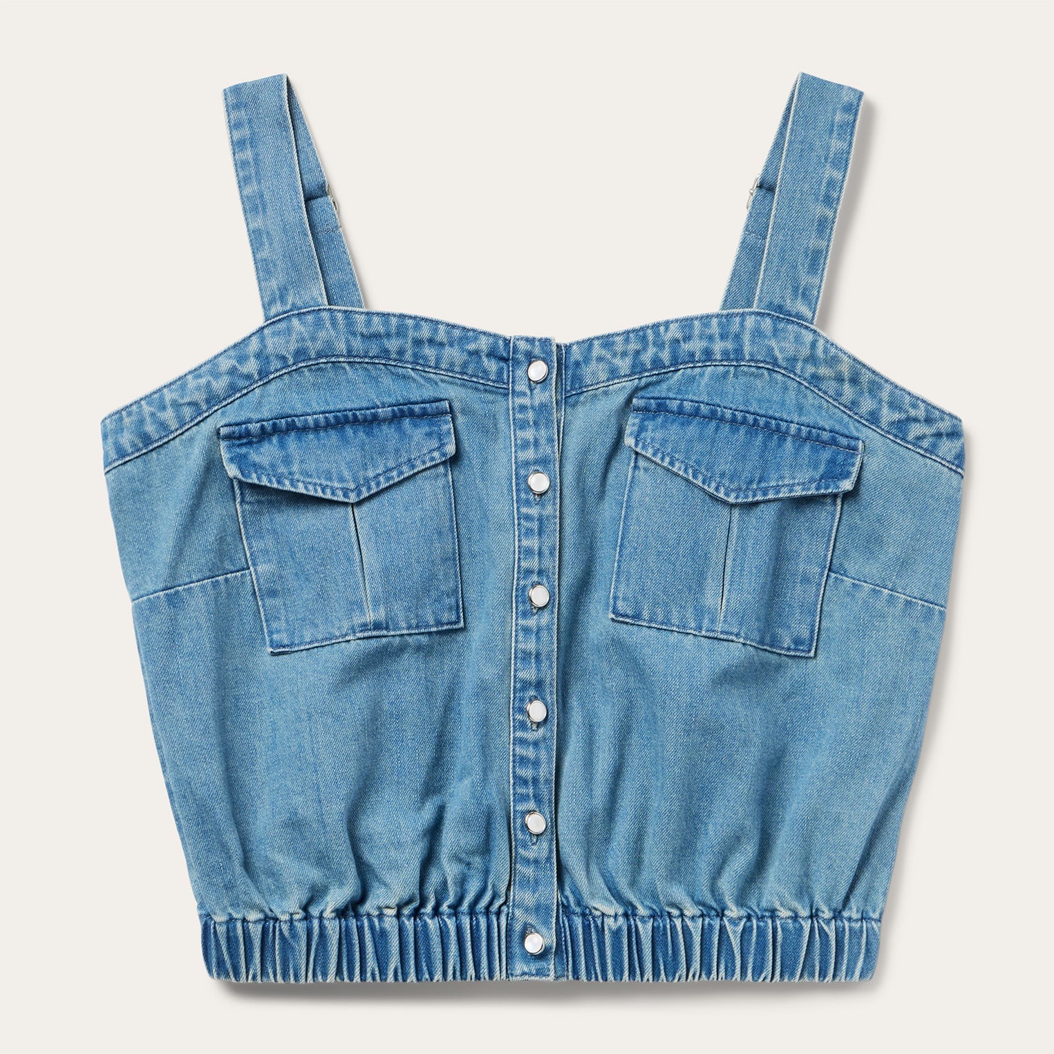 Button Front Denim Tank Top Blue