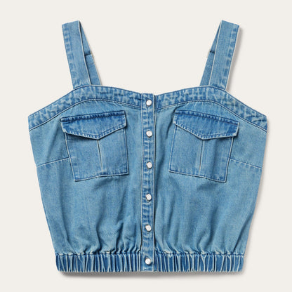 Button Front Denim Tank Top Blue
