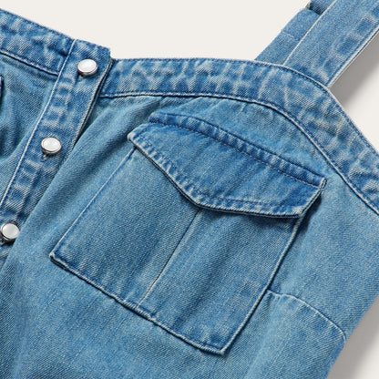 Button Front Denim Tank Top Blue