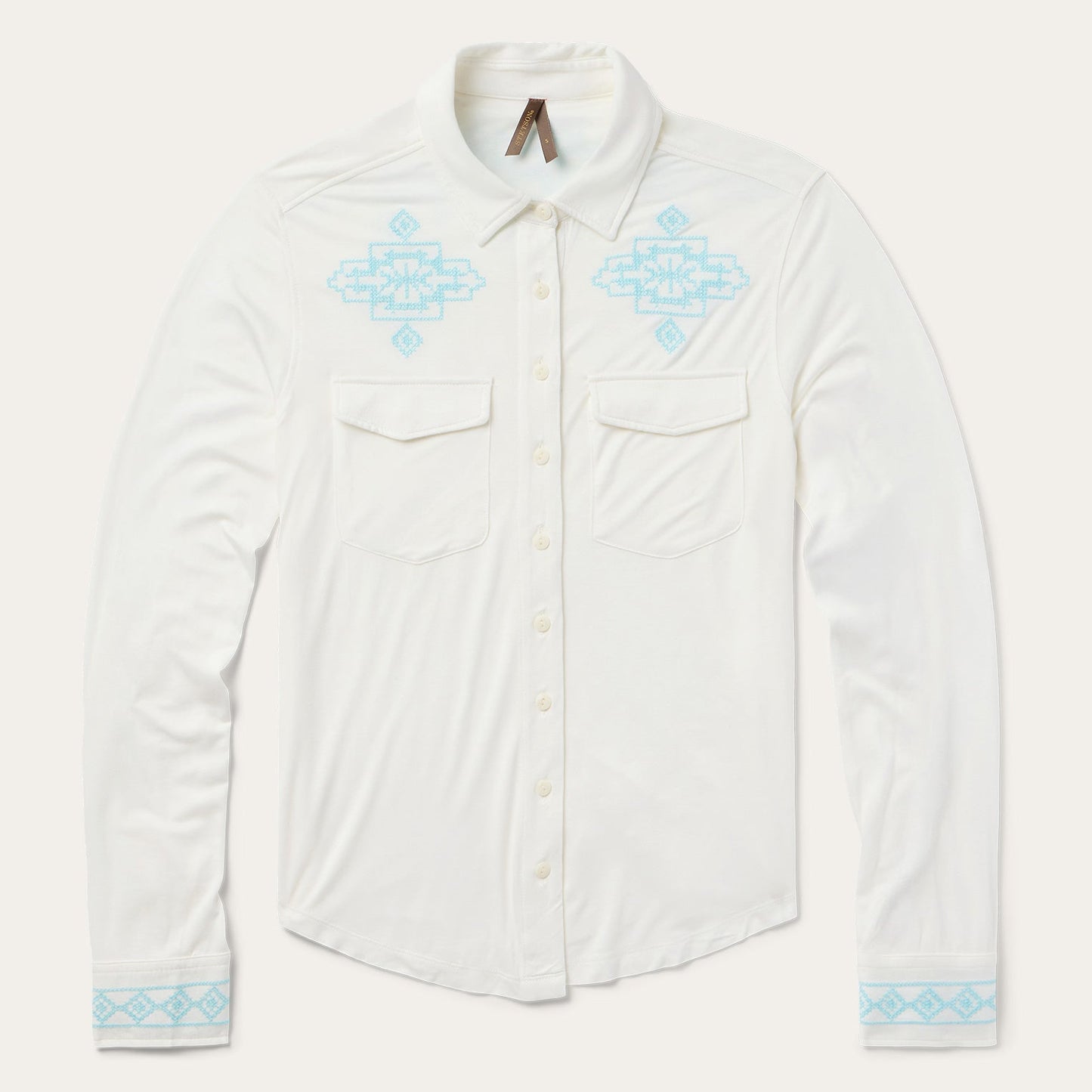 Embroidered Modal Western Shirt White