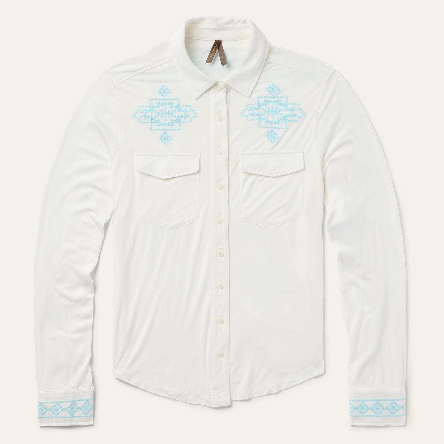 Embroidered Modal Western Shirt White