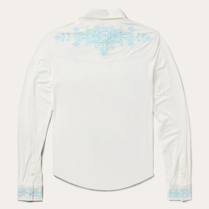 Embroidered Modal Western Shirt White