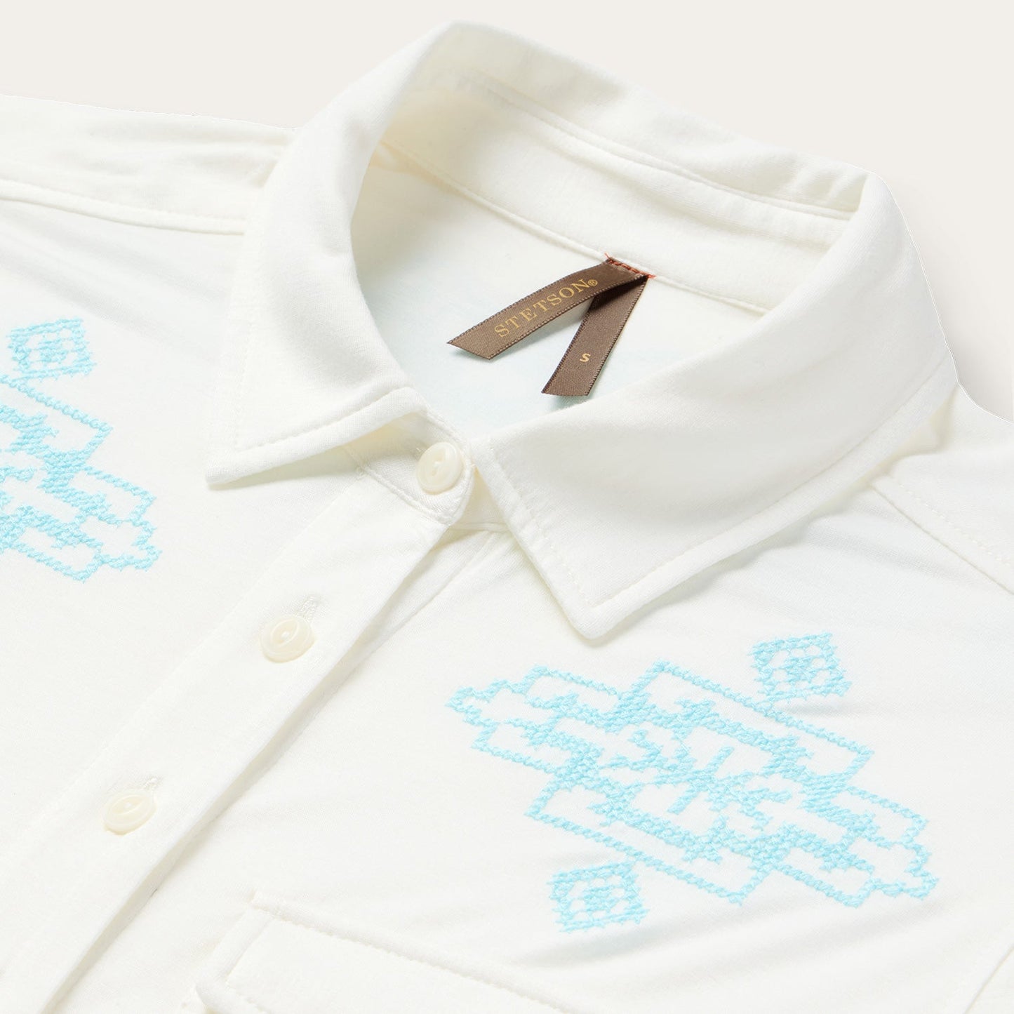 Embroidered Modal Western Shirt White