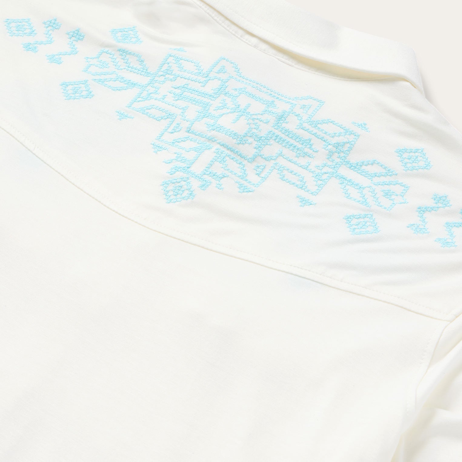 Embroidered Modal Western Shirt White