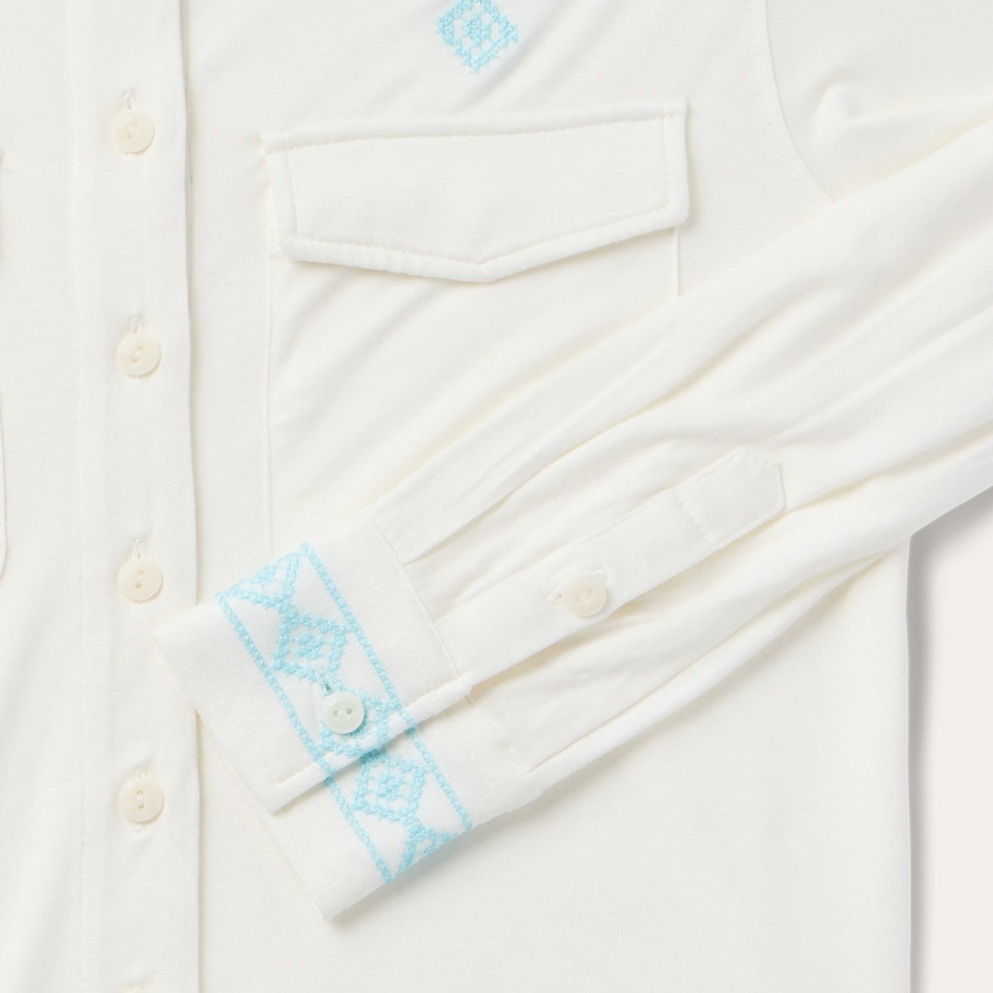 Embroidered Modal Western Shirt White
