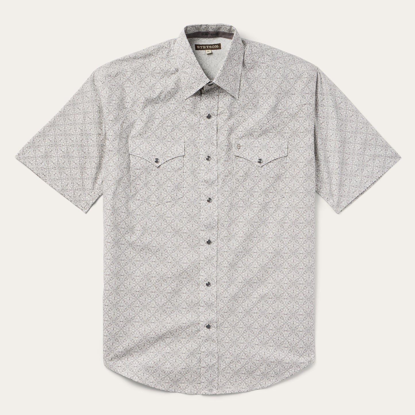 Pewter Filigree Short-Sleeve Western Shirt Grey