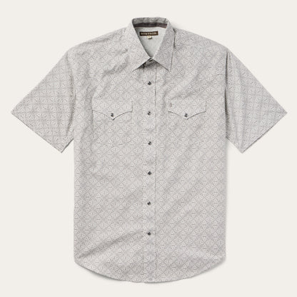 Pewter Filigree Short-Sleeve Western Shirt Grey