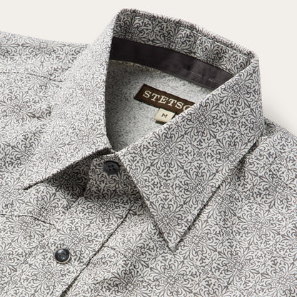Pewter Filigree Short-Sleeve Western Shirt Grey