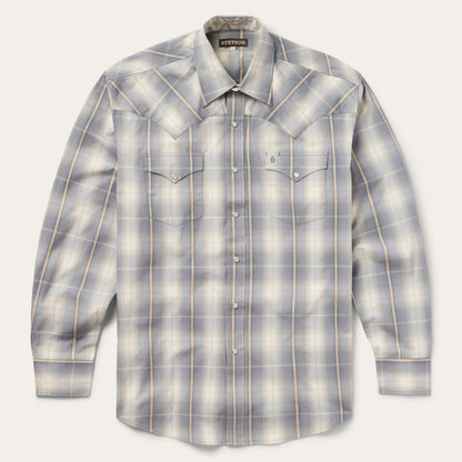 Smoke Diamonds Plaid Western Shirt Grey