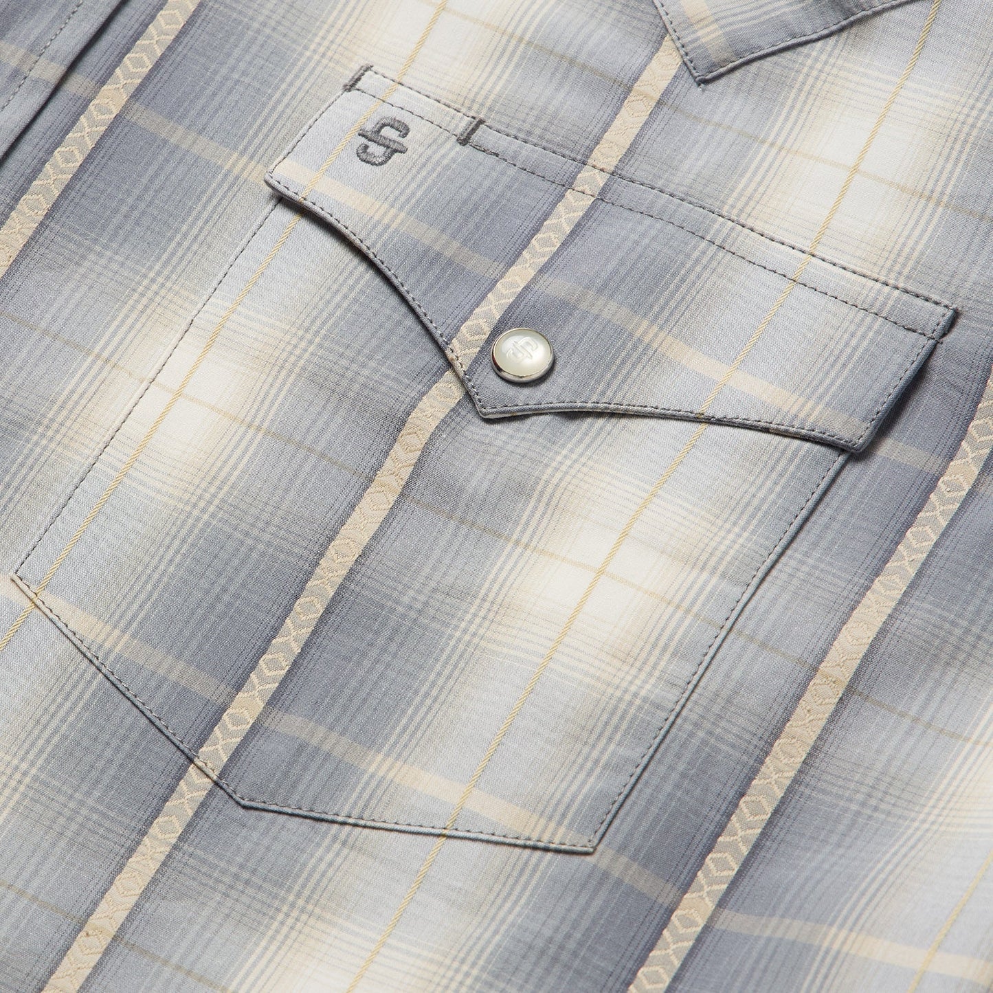 Smoke Diamonds Plaid Western Shirt Grey