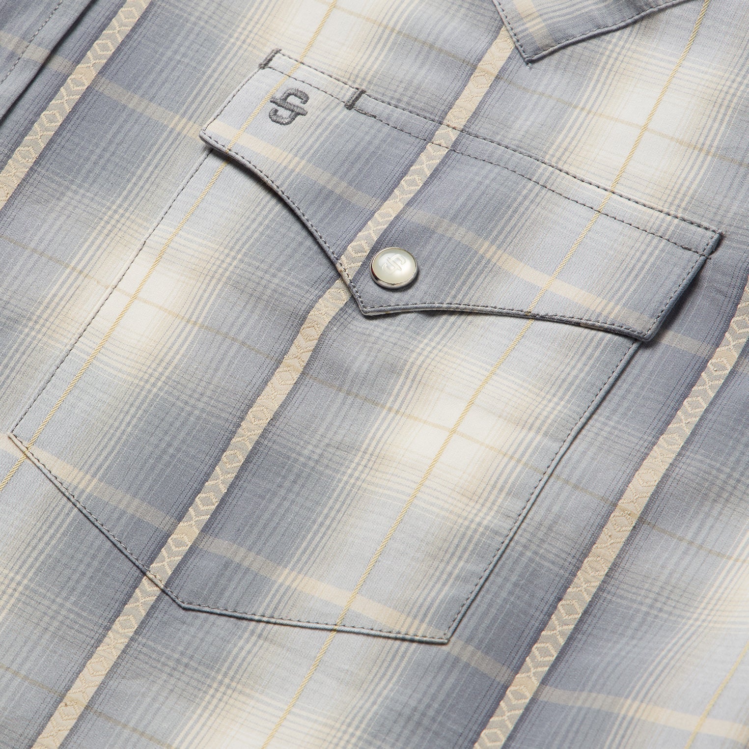 Smoke Diamonds Plaid Western Shirt Grey
