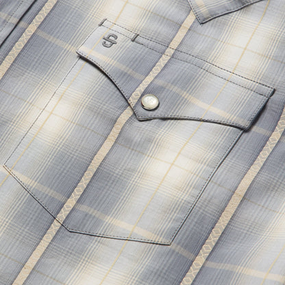 Smoke Diamonds Plaid Western Shirt Grey