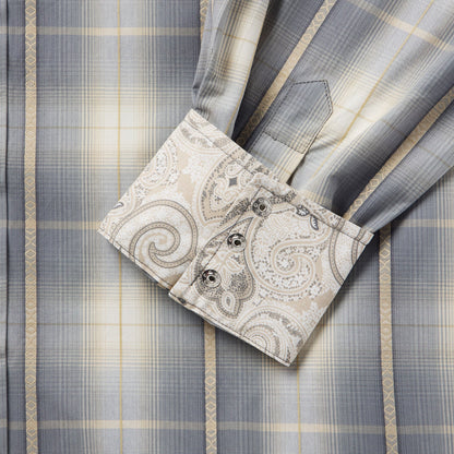 Smoke Diamonds Plaid Western Shirt Grey