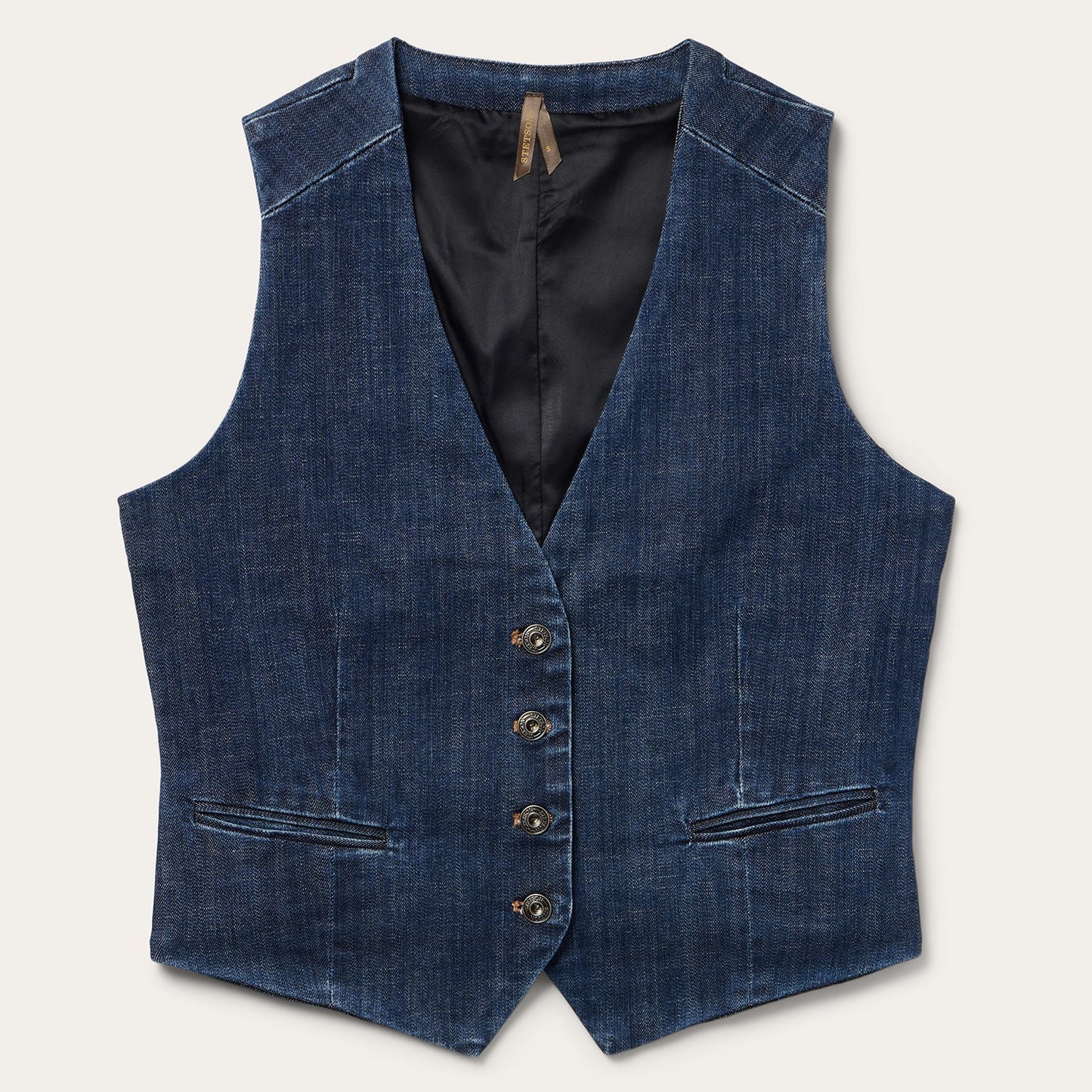 Dark Wash Stretch Denim Vest Blue