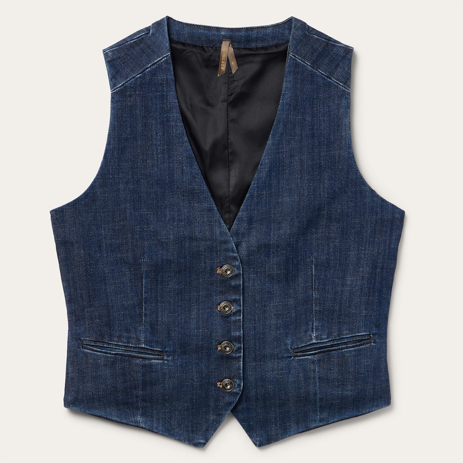 Dark Wash Stretch Denim Vest Blue