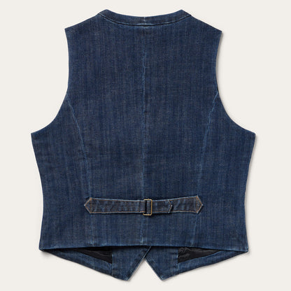 Dark Wash Stretch Denim Vest Blue