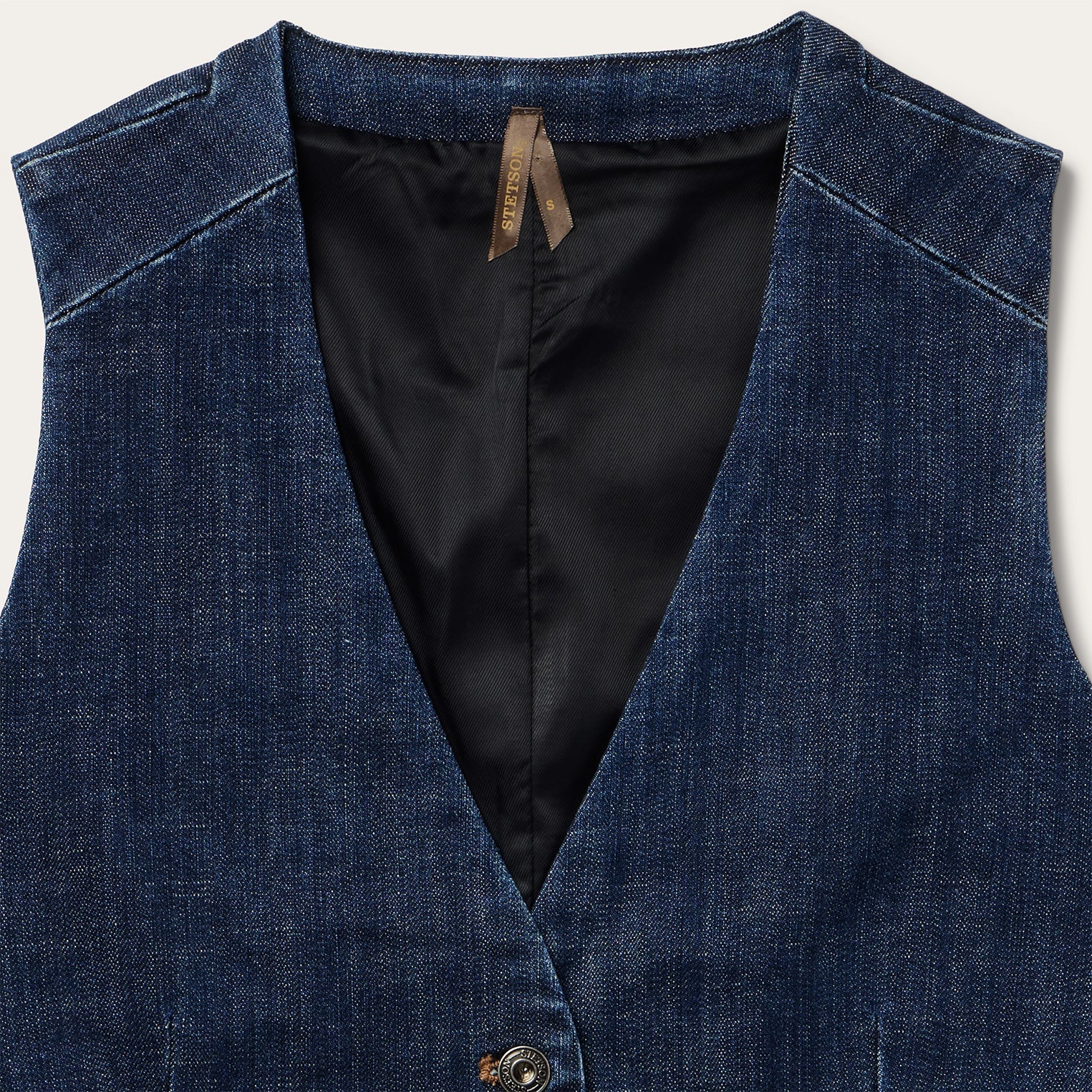 Dark Wash Stretch Denim Vest Blue