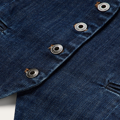 Dark Wash Stretch Denim Vest Blue