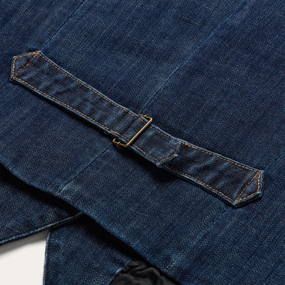 Dark Wash Stretch Denim Vest Blue