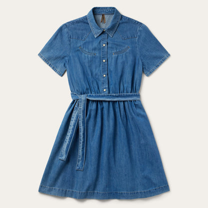 Smile Pocket Denim Dress Blue