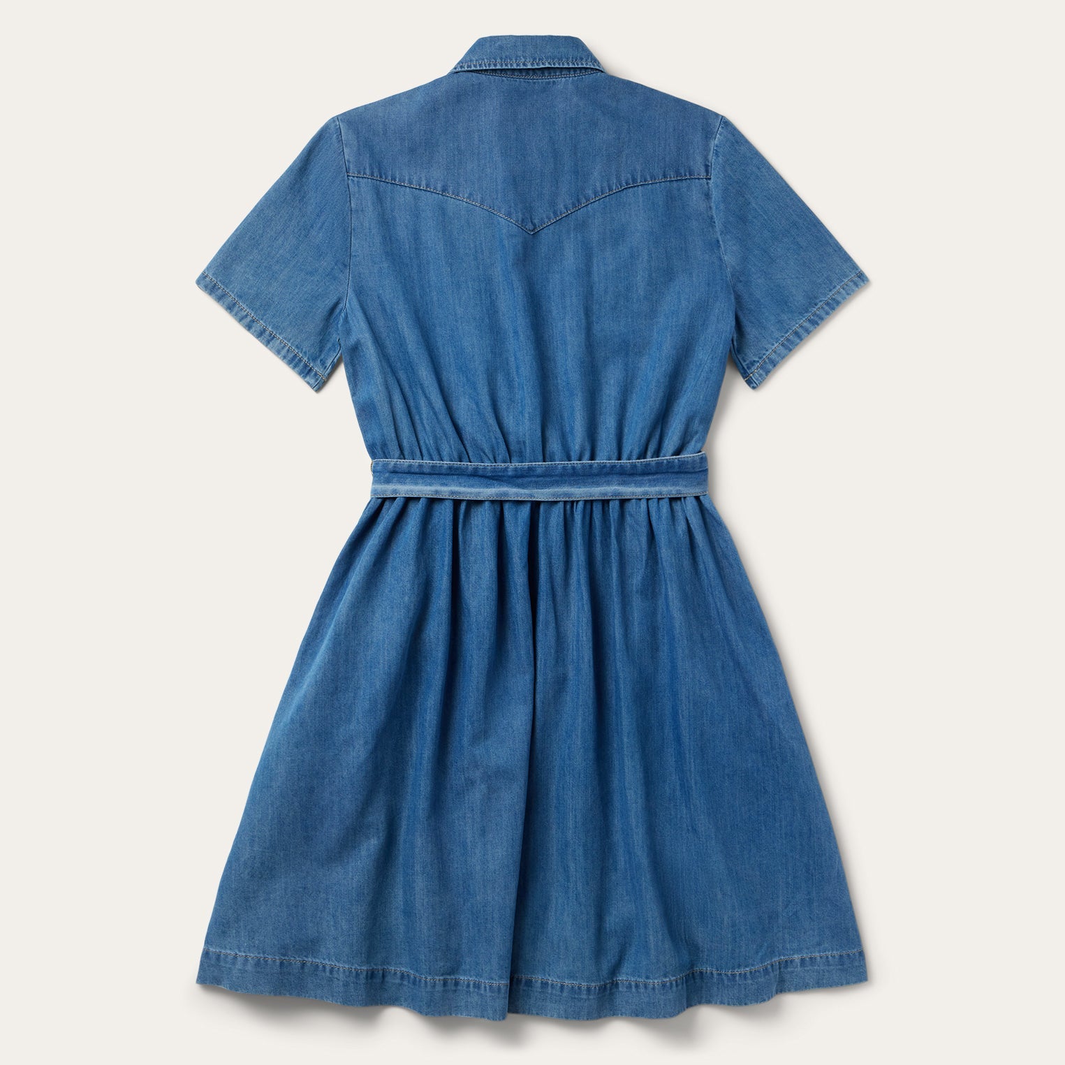 Smile Pocket Denim Dress Blue