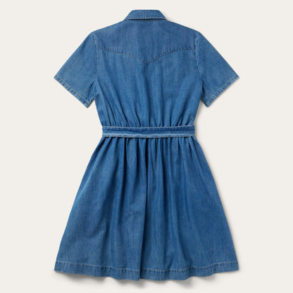 Smile Pocket Denim Dress Blue