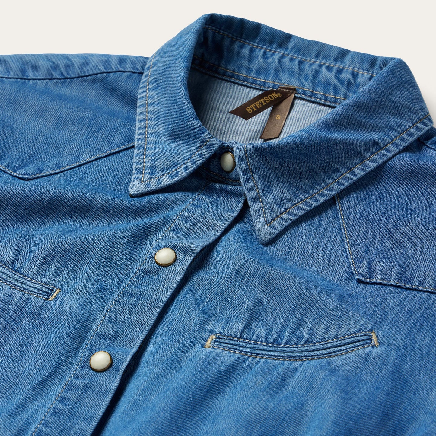 Smile Pocket Denim Dress Blue