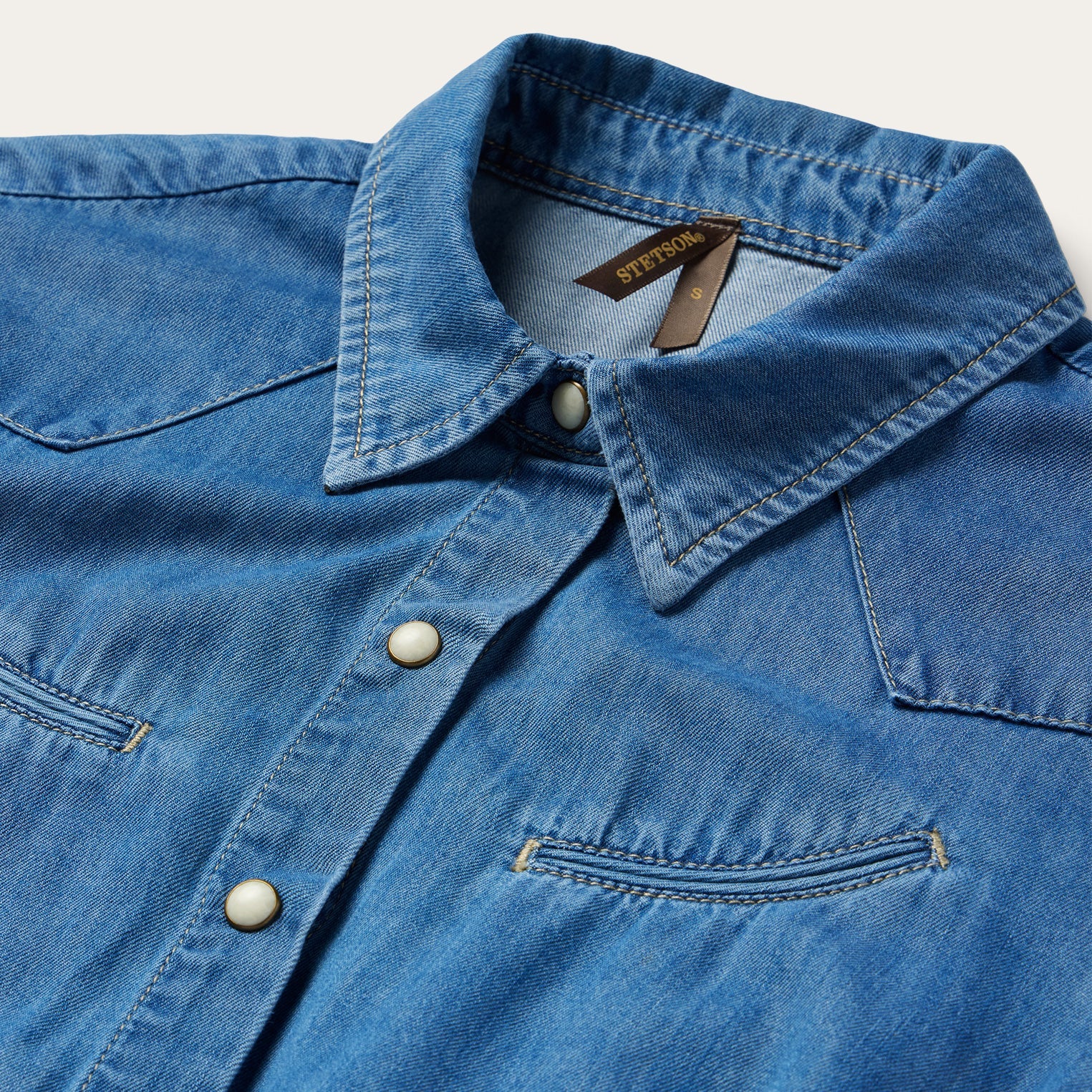 Smile Pocket Denim Dress Blue