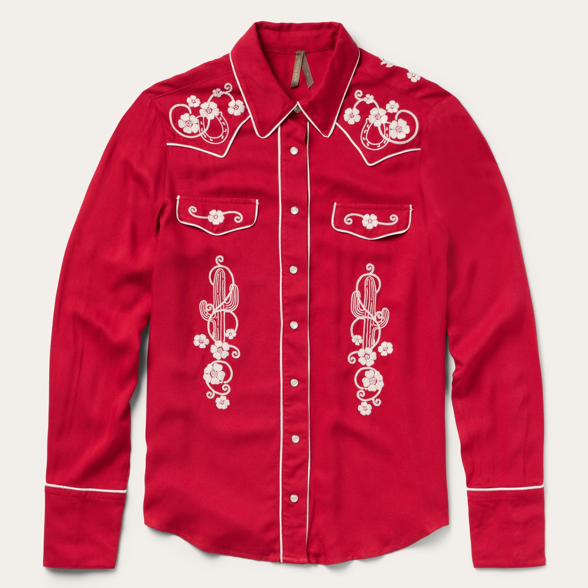 Embroidered Retro Western Shirt Red