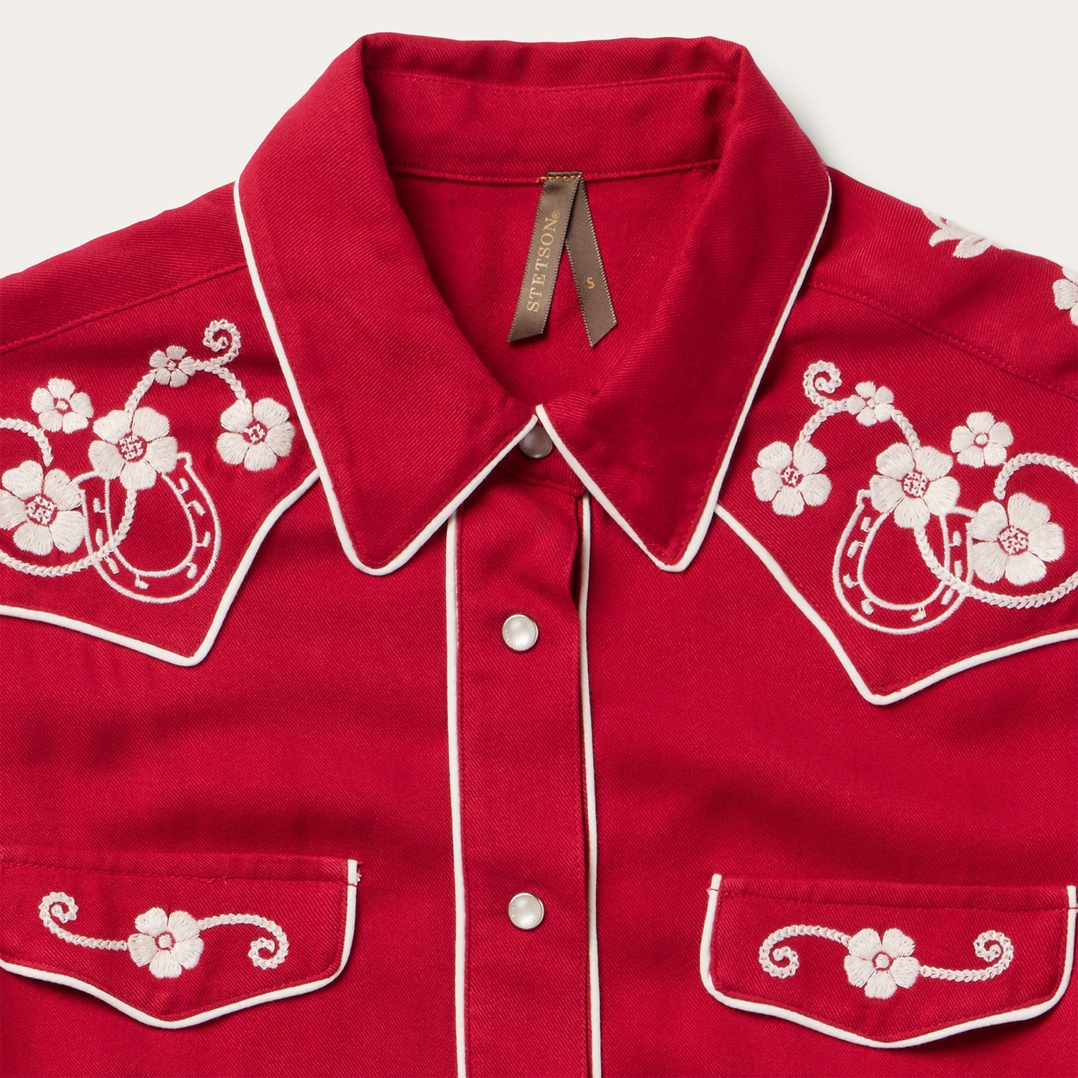 Embroidered Retro Western Shirt Red