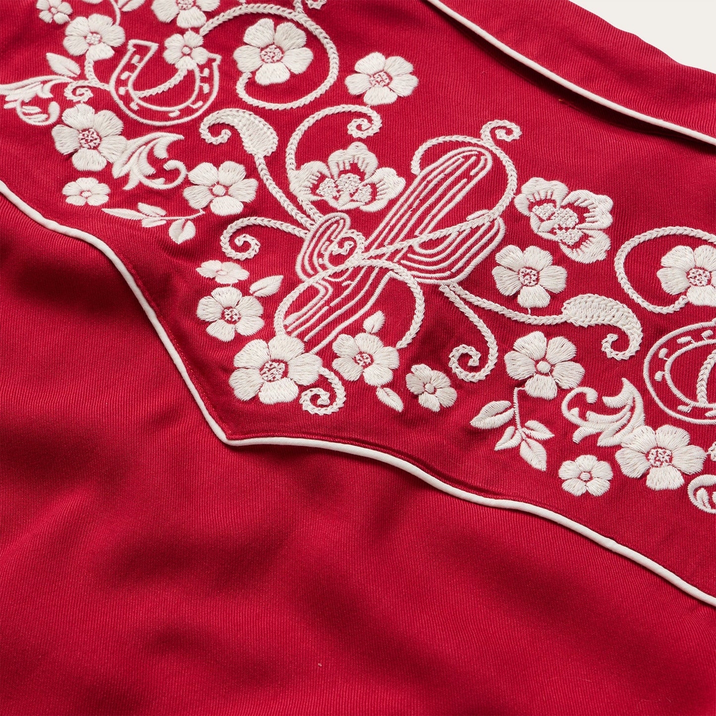 Embroidered Retro Western Shirt Red