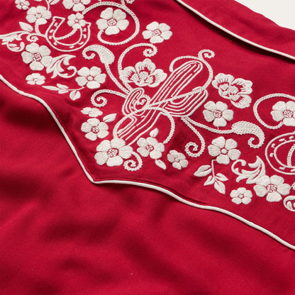 Embroidered Retro Western Shirt Red