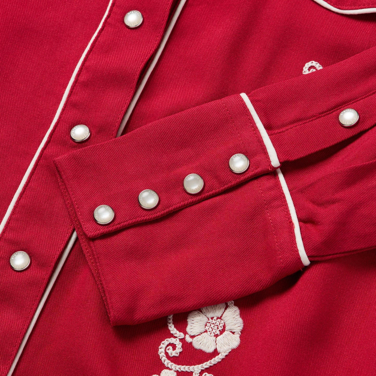 Embroidered Retro Western Shirt Red