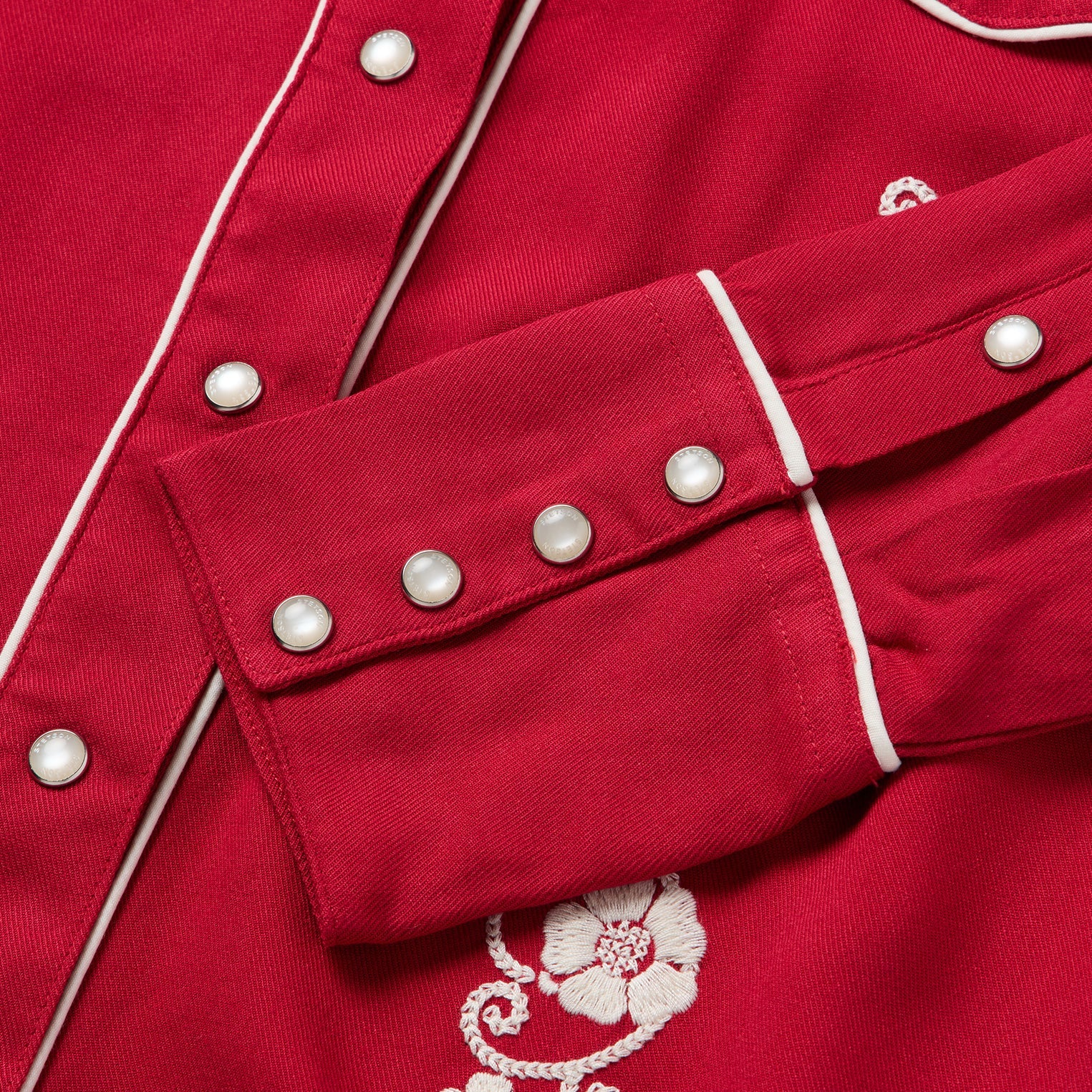 Embroidered Retro Western Shirt Red