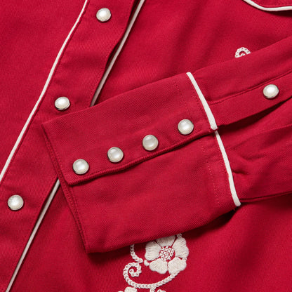 Embroidered Retro Western Shirt Red
