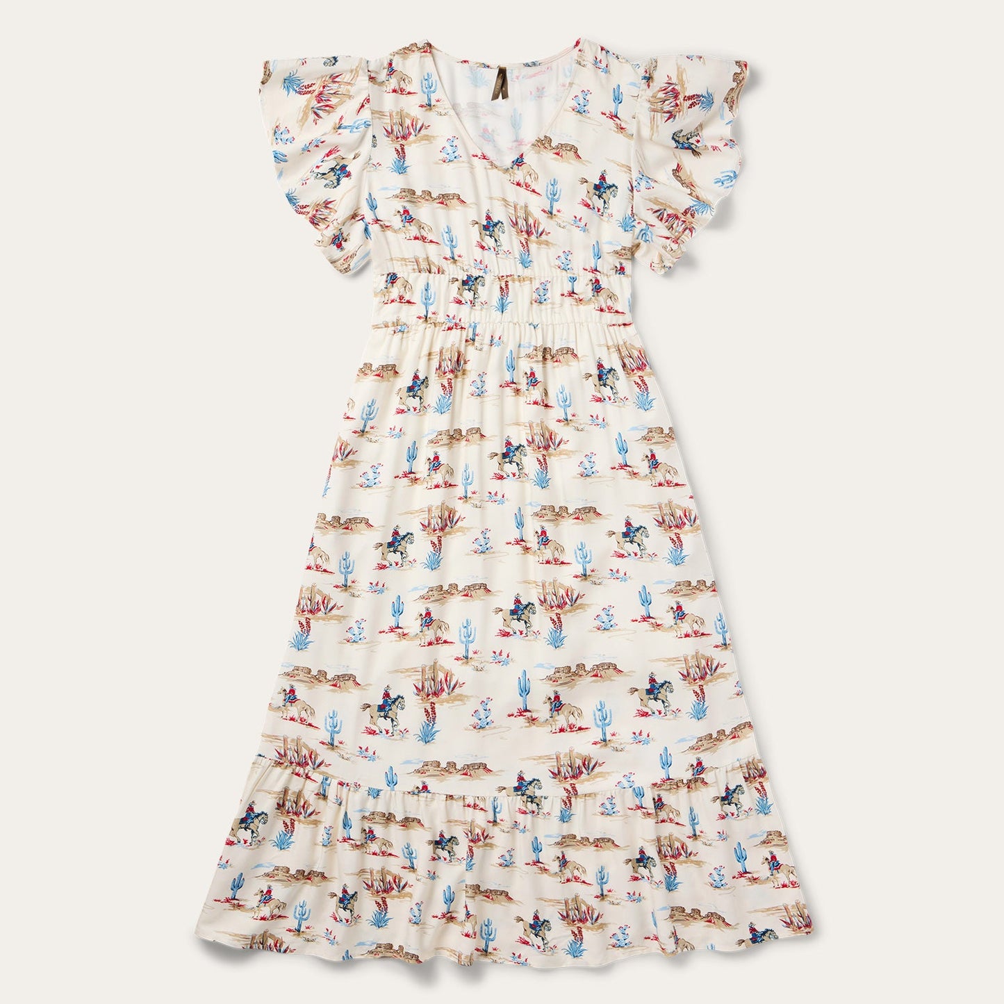 Desert Trails Print Prairie Dress White