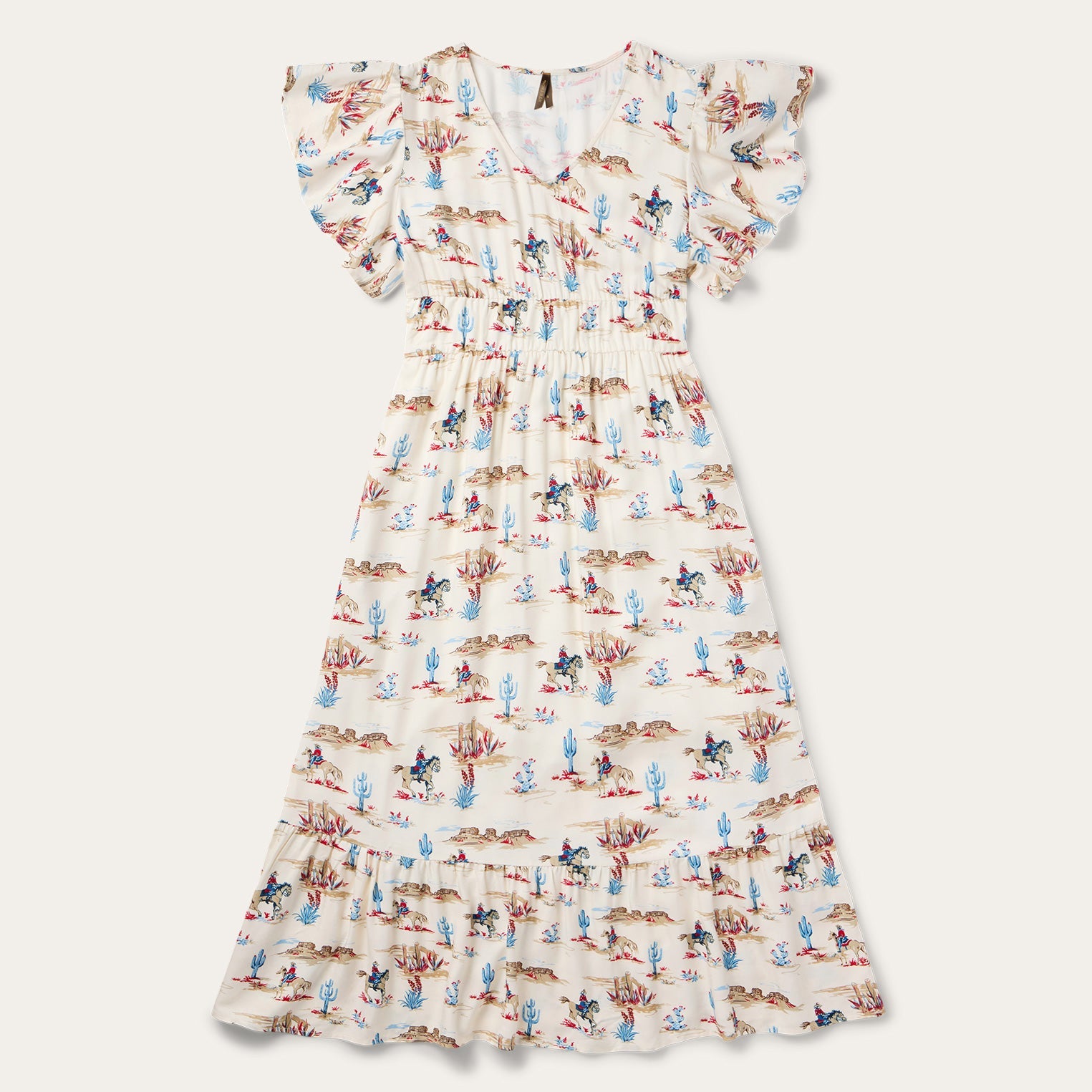 Desert Trails Print Prairie Dress White