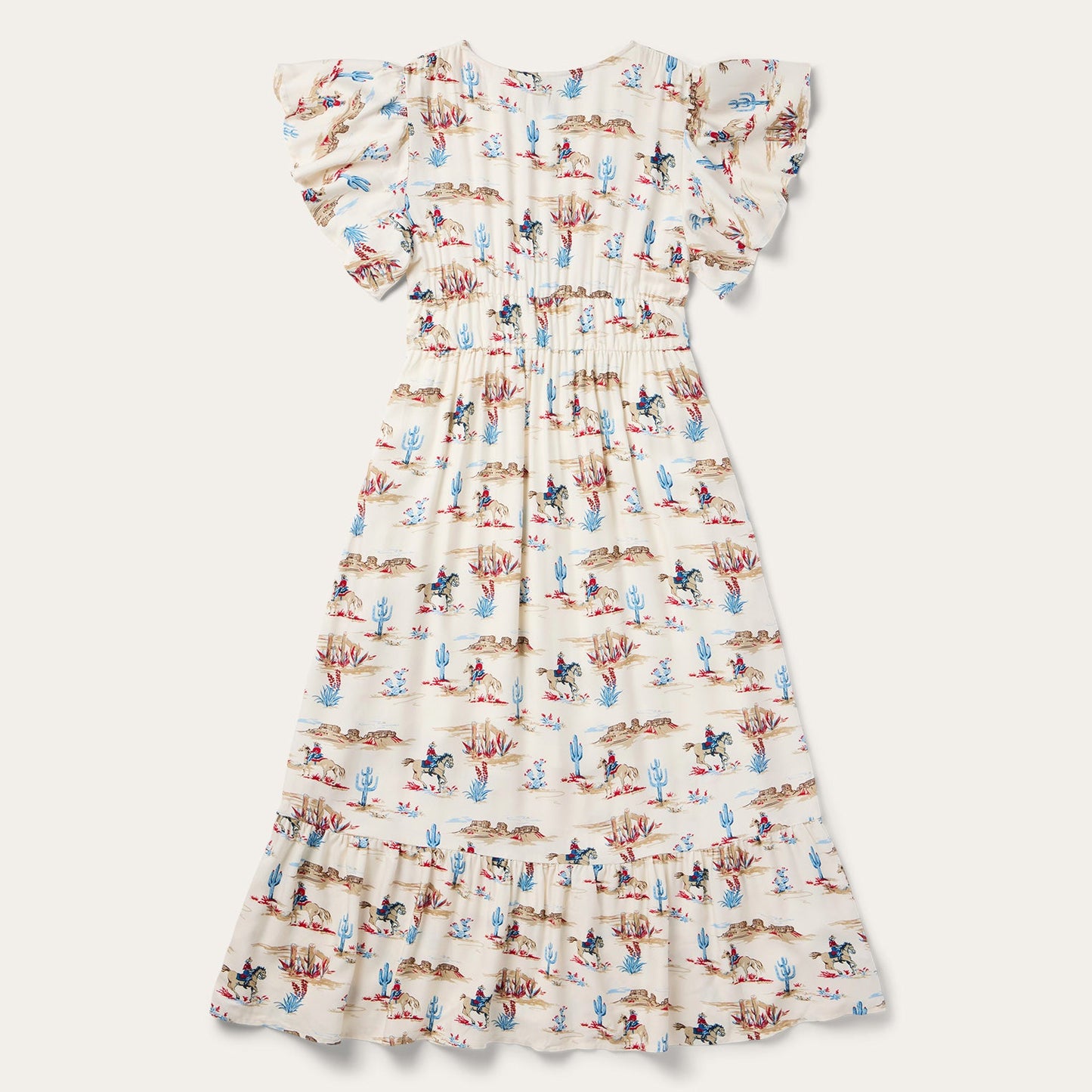 Desert Trails Print Prairie Dress White
