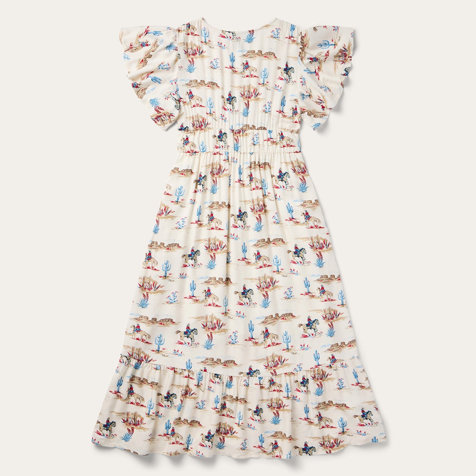 Desert Trails Print Prairie Dress White