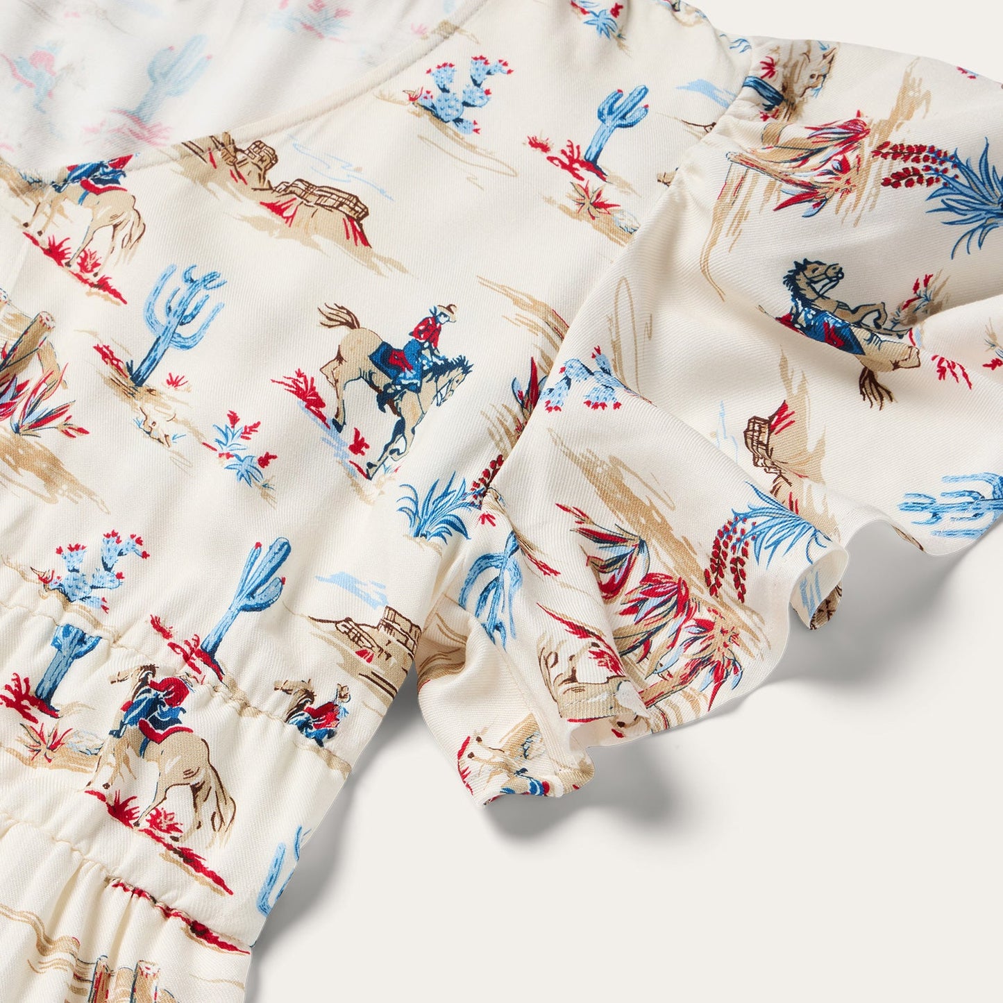 Desert Trails Print Prairie Dress White
