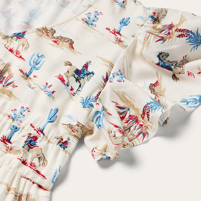 Desert Trails Print Prairie Dress White