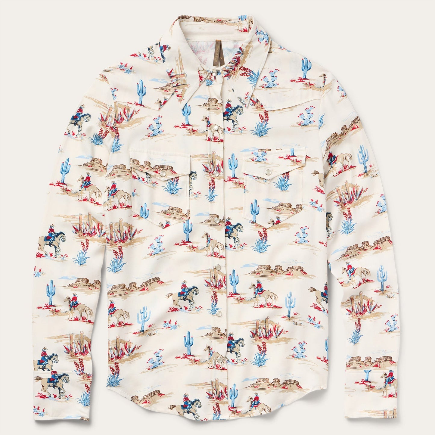 Desert Trail Print Western Shirt White