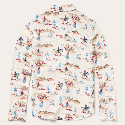 Desert Trail Print Western Shirt White