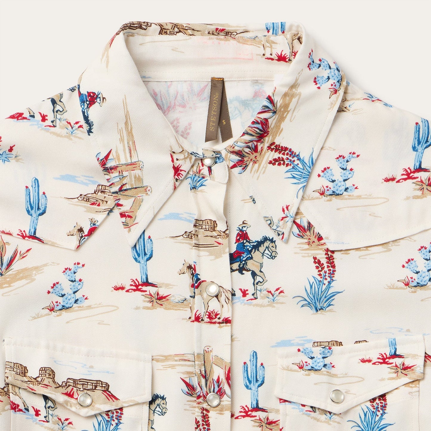 Desert Trail Print Western Shirt White