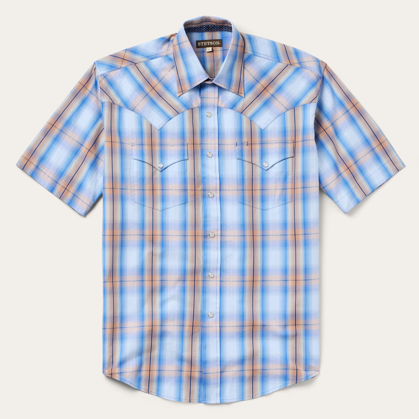 Sunrise Plaid Short-Sleeve Western Shirt Blue