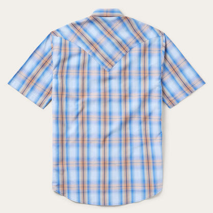 Sunrise Plaid Short-Sleeve Western Shirt Blue