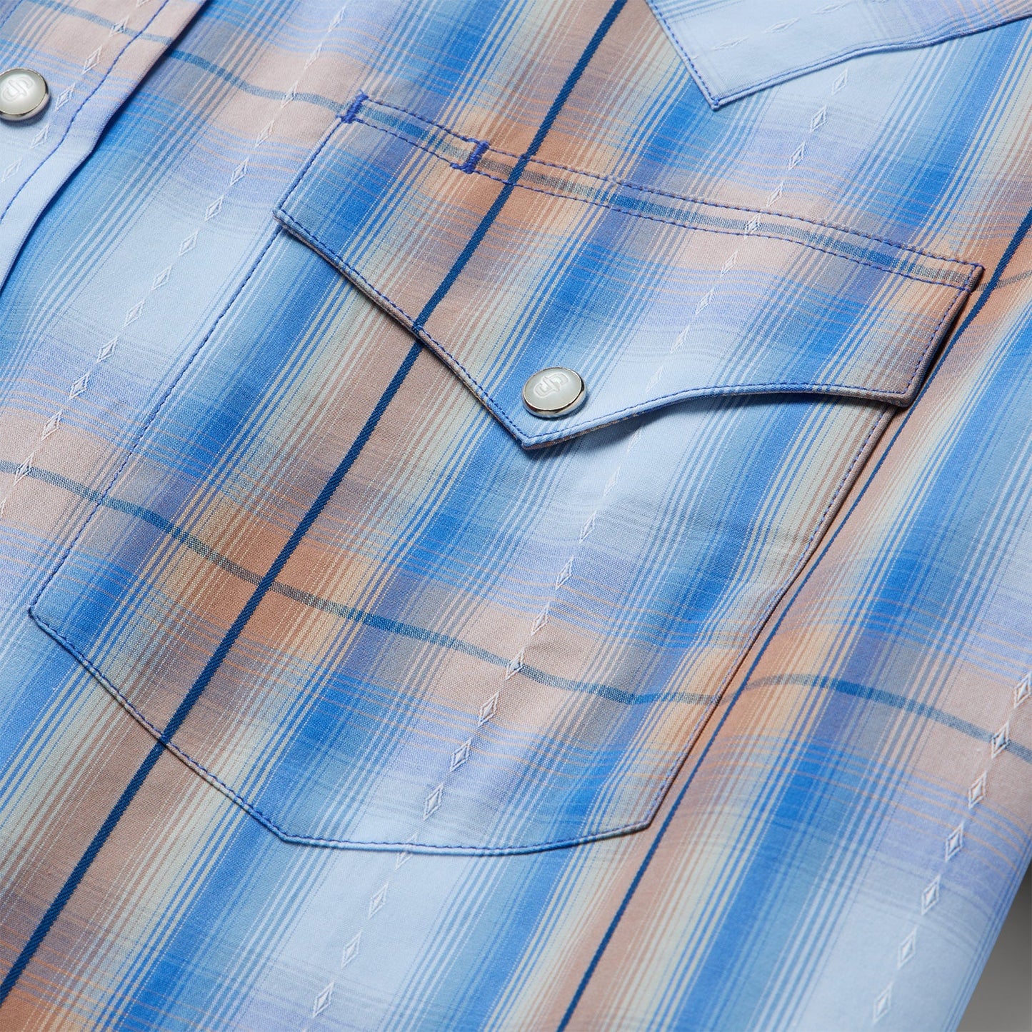 Sunrise Plaid Short-Sleeve Western Shirt Blue