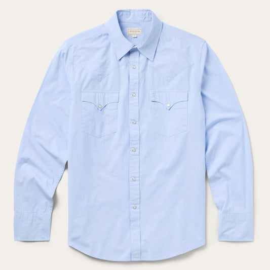 Fine Line Stripe Western Shirt Blue