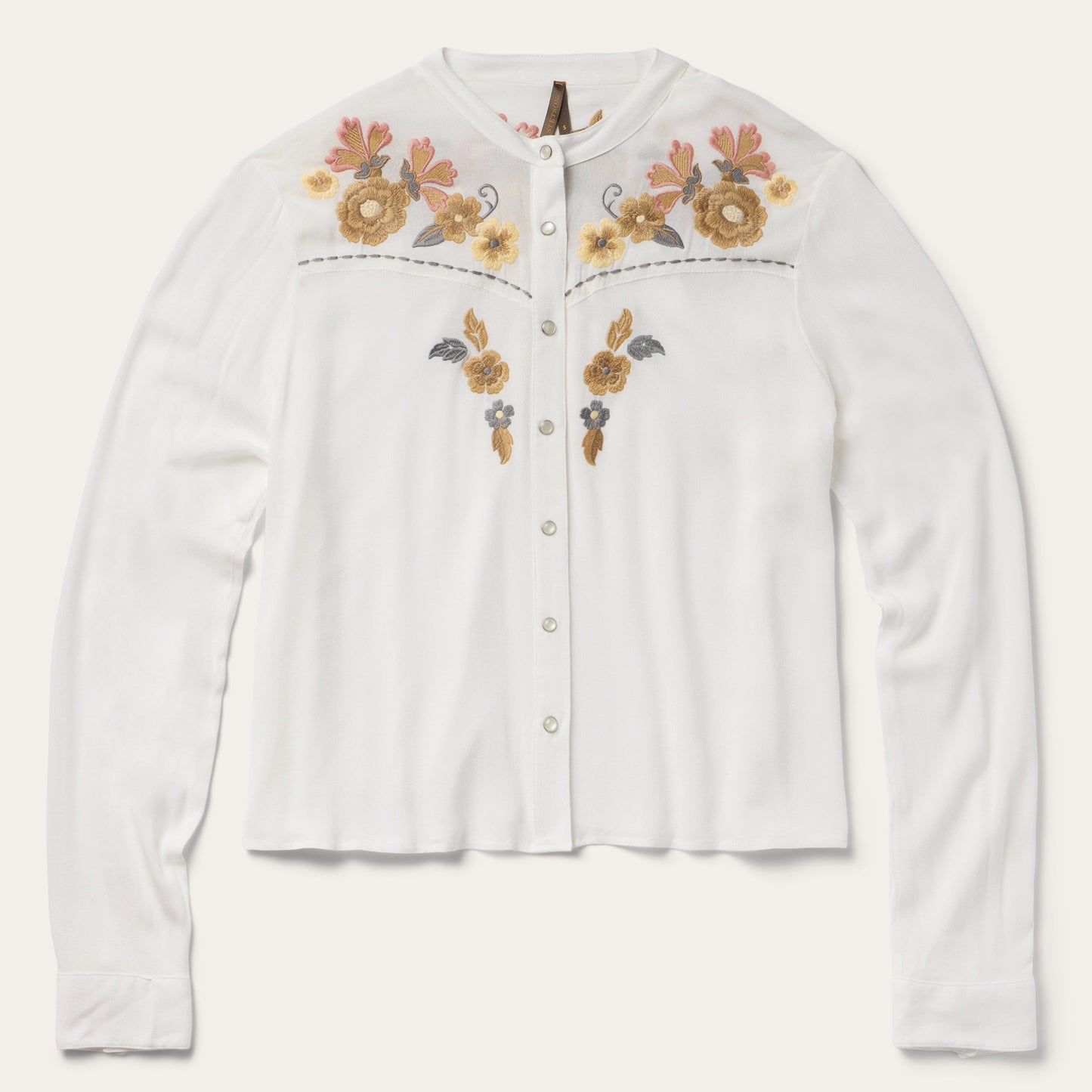 Embroidered Crepe Shirt White
